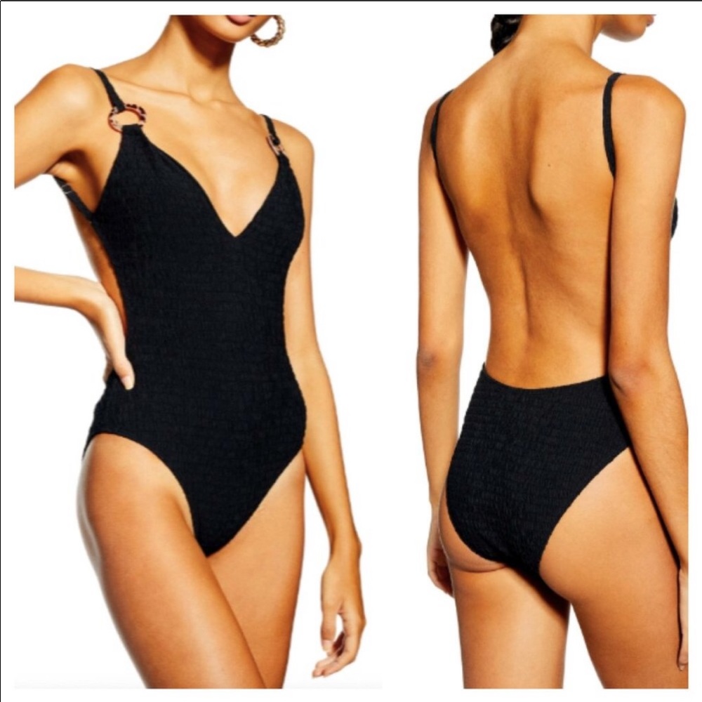 Sz 8 TOPSHOP  Textured Plunge Swimsuit